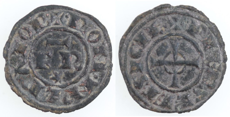 Messina. Federico II. 1197-1250. Denaro del 1247/1248, con FR e croce con cerchi...