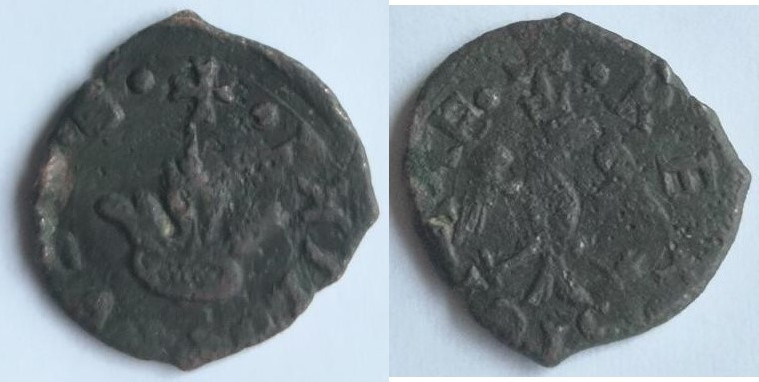 Messina. Filippo II. 1556-1598. 2 Piccioli. Ae. Sp. 127. Peso gr. 1,28. Diametro...