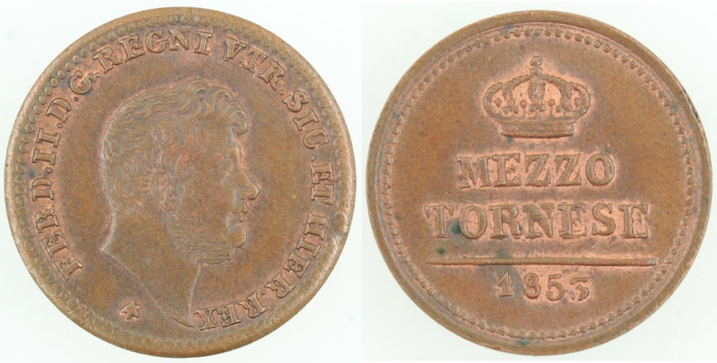 Napoli. Ferdinando II. 1830-1859. Mezzo Tornese 1853. Ae. Mag. 802. Peso gr. 1,6...