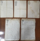 Varie. Diplomatica e Archivistica. Lotto Composto da 5 Documenti riferibili al periodo Murattiano tra cui 2 Rogiti Notarili vergati a mano + Negozio G...