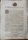 Varie. Diplomatica e Archivistica. Decreto Normativo emesso Regnante Ferdinando IV in Caserta Anno Domini 1775, controfirmato Ministro Bernardo Tanucc...