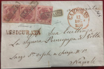 Varie. Filatelia e Storia Postale. Frontespizio di Missiva da Campobasso a Napoli recante timbro di annullo 1859. Con affrancatura coeva e timpro di a...