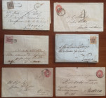 Varie. Filatelia e Storia Postale. Buste Affrancate. Lotto di 6 Pezzi. Costituito da Busta Postale recante timbro di Annullo da 5 Soldi, Padova Period...