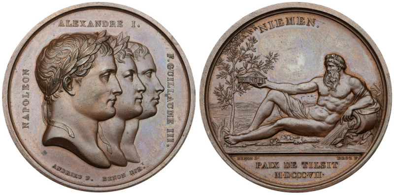 Peace of Tilsit, 1807. Medal. Bronze. 41 mm. By Andrieu and Droz. Diakov 312.1 (...