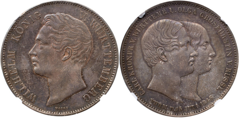 Rossica. Württemburg. Wilhelm I (1816-1864). Silver Double Taler (3 ½ Gulden), 1...