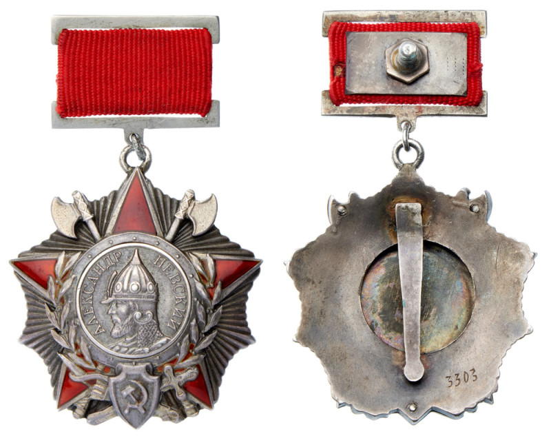 Order of A. Nevsky. Type 1. Award # 3303. Type 1, var. 2, on suspension, with st...