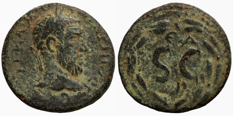 Macrinus. (217-218 AD). Æ Bronze. Obv: laureate bust of Macrinus right. Rev: SC ...