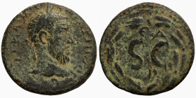 Macrinus. (217-218 AD). Æ Bronze. Obv: laureate bust of Macrinus right. Rev: SC and delta in wreath.
19mm 3,68g