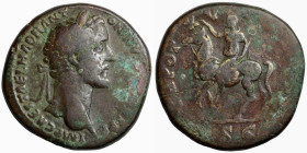 Roman coin
Roman Empire - Antoninus Pius (138-161 A.D.) Æ Sestertius. Rome, AD 151-152.

IMP CAES T AEL HADR ANTONINVS AVG PIVS P P, laureate head ...