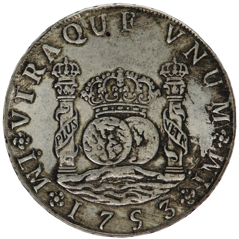 Peru SPANISH COLONY 8 Reales 1753 LM JM
KM-55.1; N# 46607; Silver (.917); 26,75...