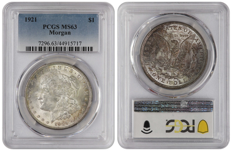 USA 1 Dollar 1921. Morgan Dollar. PCGS MS-63
KM-110, N# 1492; Silver (.900), 26...