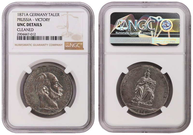 German States Prussia Thaler 1871 A. NGC UNC Details
KM-500, AKS# 118, Dav GT I...