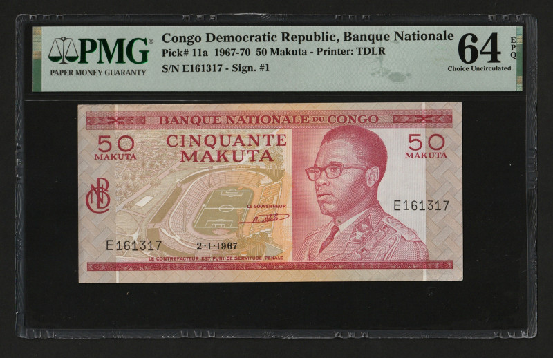 Congo Democratic Republic 50 Makuta 1967 PMG 64 EPQ 
P-11a.1, N# 242367; 2.1.19...