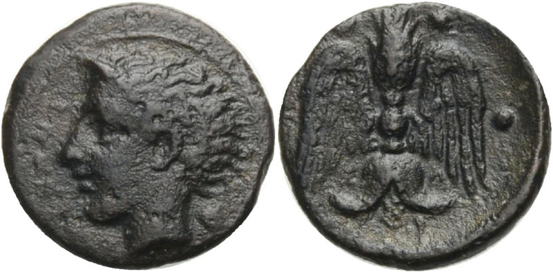 Sizilien. 
Katane. 
Tetras (Trionkion), ca. 415-404 v. Chr. Kopf des jugendl. ...