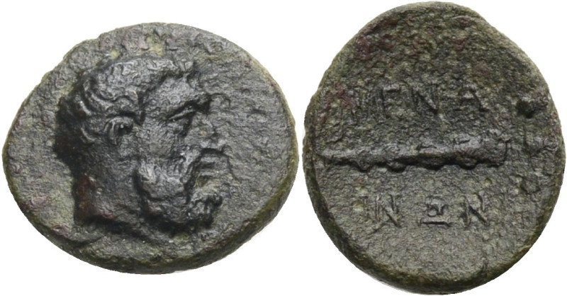 Sizilien. 
Menainon. 
Tetras, Bronze, nach 241 v. Chr. Bärtiger Herakleskopf n...