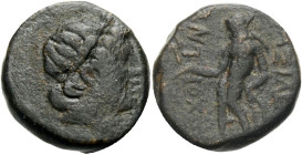 Königreich der Seleukiden. 
Antiochos III. der Grosse, 223-187 v. Chr. Kleinbronze. DEL Münzstätte. Apollokopf mit L. n.r. Rv. BASILEWS - AN-TIOCOU A...