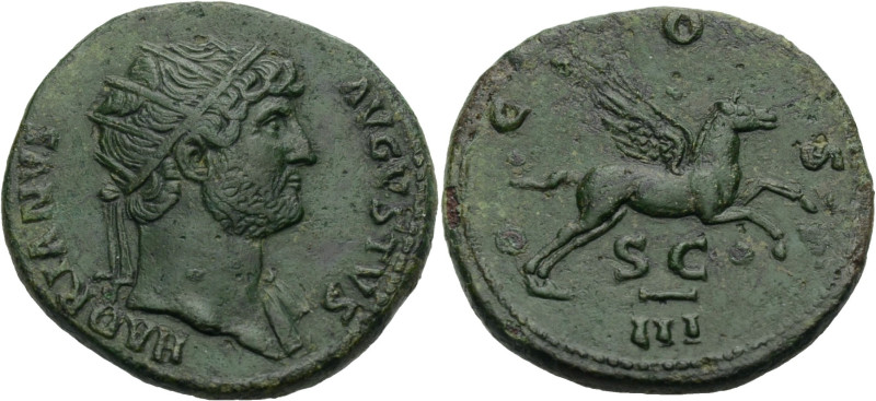 Kaiserzeit. 
Hadrianus, 117-138. Dupondius, 125-128 HADRIANVS AVGVSTVS Büste mi...