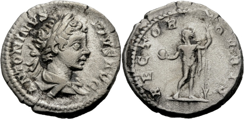 Kaiserzeit. 
Caracalla, 198-217. Denar, 201-206 Drap., gep. Büste mit L. n. r. ...