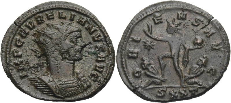 Kaiserzeit. 
Aurelianus, 270-275. Antoninian. Ticinum. Gep. Büste mit Strkr. n....