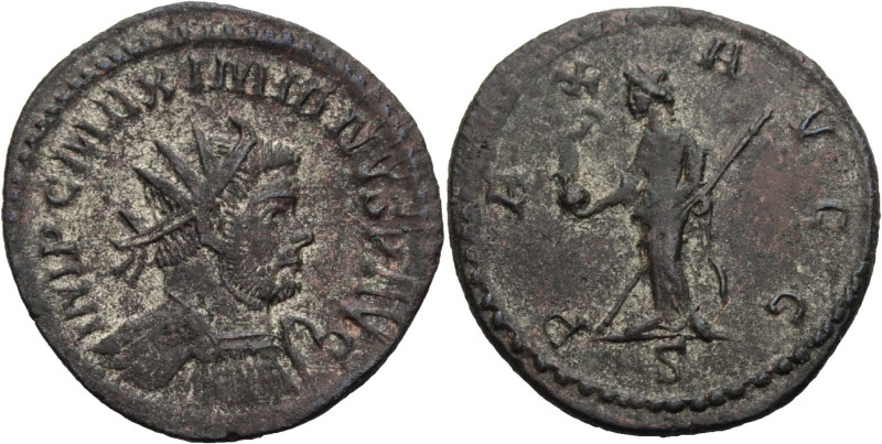 Kaiserzeit. 
Maximianus Herculius, 286-305. Aurelianus, Lugdunum. Gep. Büste mi...