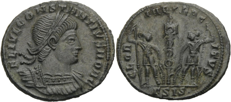 Kaiserzeit. 
Constantius II. Caesar, 324-337. Nummus, 335-336 Siscia. Gep. Büst...