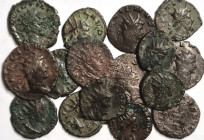 Lots. 
3. Jh. Lot von 16 Antonianen. GALLIENUS x 5, SALONINA x 1, POSTUMUS x 1, VICTORINUS x 1, TETRICUS I x 4, TETRICUS II. x 2, QUINTILLUS x 1, CLA...