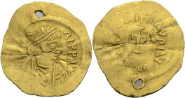 Mauricius Tiberius, 582-602. AV Tremissis, Konstantinopel. Büste n.r. mit Diadem. (DN MAV)-RI PP AVC. Rv. (VICTORI) MAVRI AVC/ CONOB Kreuz. 19 mm; 1,4...