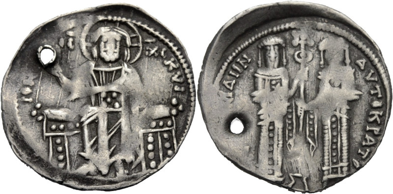 Andronikos II. mit Michael IX., 1295-1320. Basilikon, Silber, 1304-1320. Der thr...