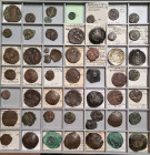 Lots. BYZANZ. Lot von ca. 50 Münzen, meist Bronze. 1 Stück vergoldet, verschiedene Herrscher. . 

Meist schön-sehr schön