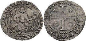 Kingdom of Cyprus. 
PETER I 1359-1369. Gros grand. Der König sitzt auf einem breiten Thron und hält Schwert und Reichsapfel, r. Schild mit dem Löwen ...