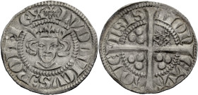 Aachen, königliche Münzstätte. 
LUDWIG IV., DER BAYER, 1314-1347. Sterling. Gekrönter Kopf von vorn, (Adler) LVDOVICVS: ROM: REX Rv. Langkreuz, im zw...