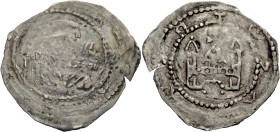 Augsburg, Bistum. 
HARTWIG VON LIERHEIM, 1167-1184. Dünnpfennig. Brustbild von vorn mit Krummstab und Buch. Rv. Dreitürmiges Gebäude, auf dem mittler...