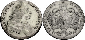 Bayern, Herzogtum, seit 1806 Königreich. 
KARL ALBERT, 1726-1745. Silberabschlag von den Stempeln eines geplanten Doppeldukaten 1742. Belorbeerte geh...