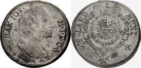 Bayern, Herzogtum, seit 1806 Königreich. 
MAXIMILIAN III. JOSEPH, 1745-1777. 12 Kreuzer 1749, München. Büste r. Rv. Gekröntes Wappen. 26 mm. Witt.&nb...
