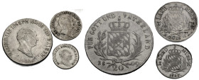 Bayern, Herzogtum, seit 1806 Königreich. 
MAXIMILIAN VI. JOSEPH, als König, 1806-1825. Lot: Kreuzer 1825 (vz), 3 Kreuzer 1815, 20 Kreuzer 1809. J.&nb...