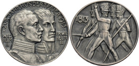 Brandenburg/-Preussen, Markgrafschaft, seit 1701. 
WILHELM II., 1888-1918. Medaille 1913 (von Lauer) auf die Jahrhundertfeier der Völkerschlacht bei ...