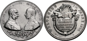 Brandenburg/-Preussen, Markgrafschaft, seit 1701. 
WILHELM II., 1888-1918. Medaille 1914 (von Oertel) auf die Waffenbrüderschaft Österreichs mit Deut...