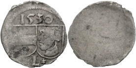 Leuchtenberg, Landgrafschaft. 
JOHANN IV., nach 1487-1531. Pfennig 1530, Pfreimbd. Zwei Wappen nebeneinander, darüber 1530, darunter *L* 13 mm; 0,29 ...