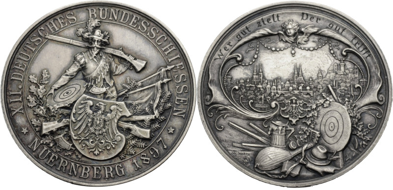 Nürnberg, Stadt. 
Medaille 1897 (von Balmberger) zum XII. Deutschen Bundesschie...