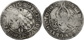 Pfalz/-Oberpfalz. 
OTTO VON NEUMARKT, 1461-1499. Halbschilling o. J., Neumarkt. Doppelwappen am Band. Rv. Löwenhelm. 20 mm; 1,34 g. Götz&nbsp;144, Ku...