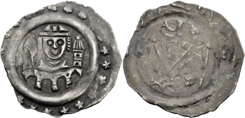 Regensburg, Bistum. 
KONRAD IV., 1204-1226. Pfennig um 1210. Bischofsbüste über...