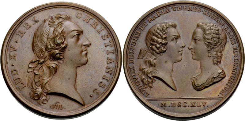 Frankreich/-Königliche Münzen. 
LOUIS XV, 1715-1774. Bronzemedaille 1745 (von F...