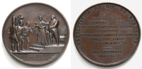 Frankreich/-Königliche Münzen. 
HENRI V, PRÉTENDANT, 1820-1883. Bronzemedaille 1821 (von Caunois) auf die Präsentation des Duc de Bordeaux im Septemb...