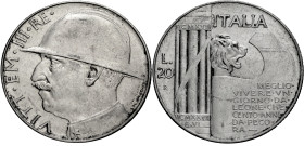 Italien/-Casa Savoia. 
VITTORIO EMANUELE III, 1900-1946. 20 Lire 1928, Rom. 35 mm; 20.0 g. Pag.&nbsp;680, Montenegro&nbsp;76, Dav.&nbsp;146. . 

Vo...