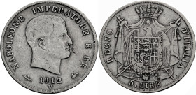 Italien/-Regno d'Italia. 
NAPOLEONE I, 1805-1814. 5 Lire 1812 V, Venedig. Kopf r. Rv. Wappen vor Adler auf gekröntem Mantel. 37 mm. Pagani&nbsp;17, M...