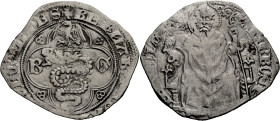 Italien/-Milano (Lombardia). 
GALEAZZO e BARNABO VISCONTI, 1355-1378. Pegione. Schlange zwischen B-G im Vierpass, oben Adler. Rv. Sitzender St. Ambro...