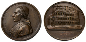 Italien/-Vatikan. 
PIUS VII. (Gregorio Chiaramonti), 1800-1823. Bronzemedaille 1806 (von Mercandetti) auf die Renovierung des Colosseums. Brustbild n...