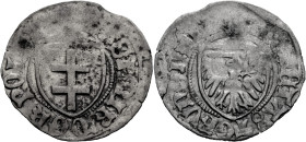 Polen, Königreich. 
KASIMIR IV., 1445-1492. Schilling, Thorn. Doppelkreuz der Jagiellonen im Schild. Rv. Westpreußischer Schild. Gum.&nbsp;456. Präge...