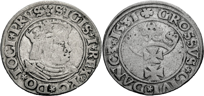 Polen, Königreich. 
SIGISMUND I., 1506-1548. Groschen 1531 für Danzig. Gekrönte...