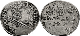Polen, Königreich. 
SIGISMUND III., 1587-1632. Dreigröscher 1601, Fraustadt (Wschowa). Gekrönte Büste n. r. Rv. Wert in 2 Zeilen, mit TRI. R. PO. F. ...